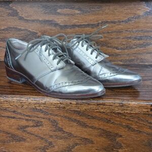 Louise et Cie Silver Metallic Oxford Shoes